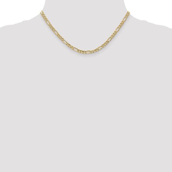 4.5mm, 10k Yellow Gold Hollow Figaro Chain Necklace, 16 Inch
